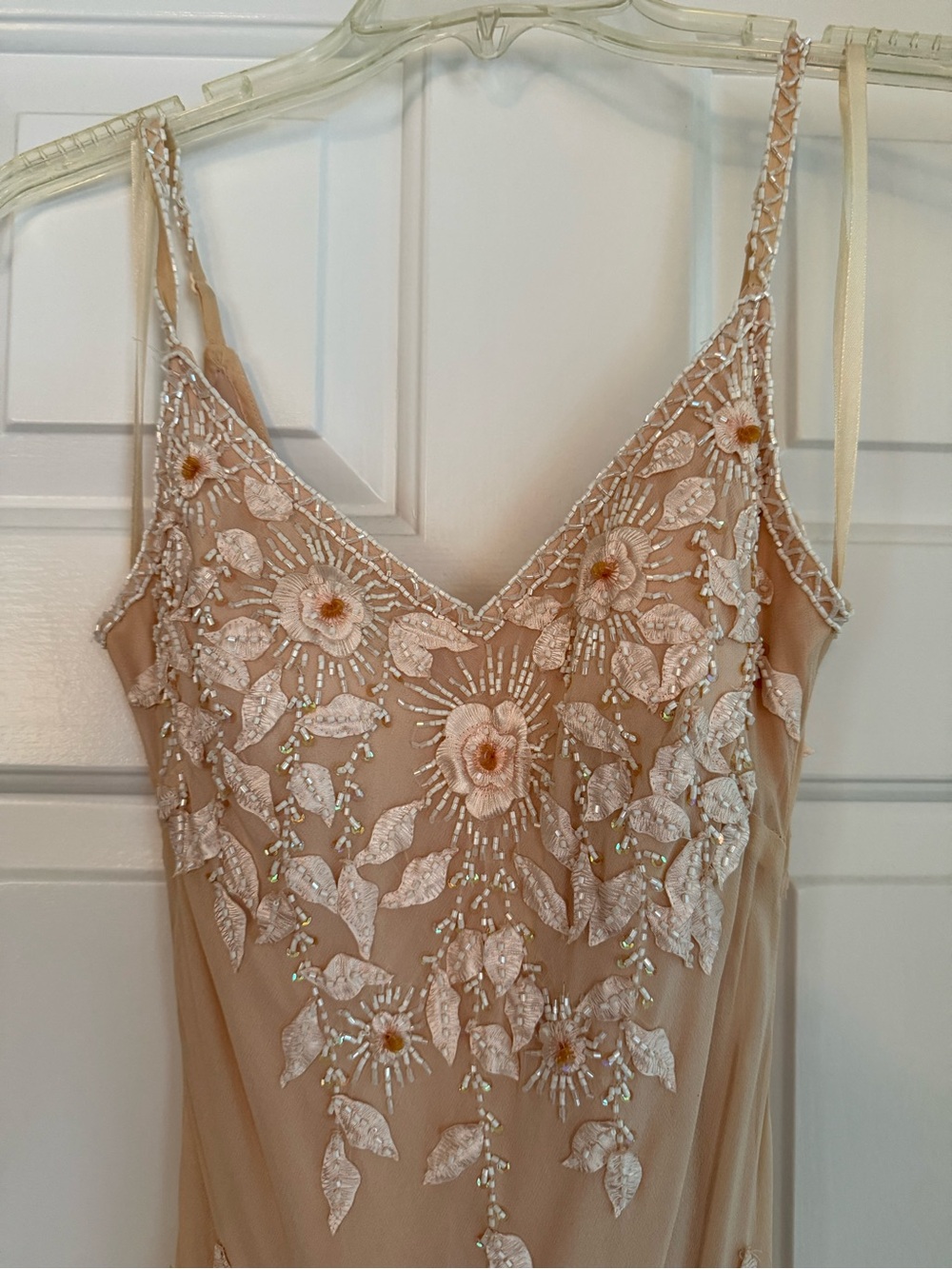 Sue Wong Beige Floral Embroidered High-Low Slip Dress. Rare vintage Y2K Sue Wong - Picture 2 of 4